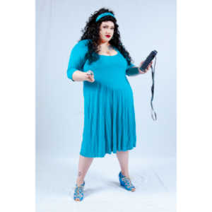 Dorian cosplaying as Deanna Troi from Star trek TNG.